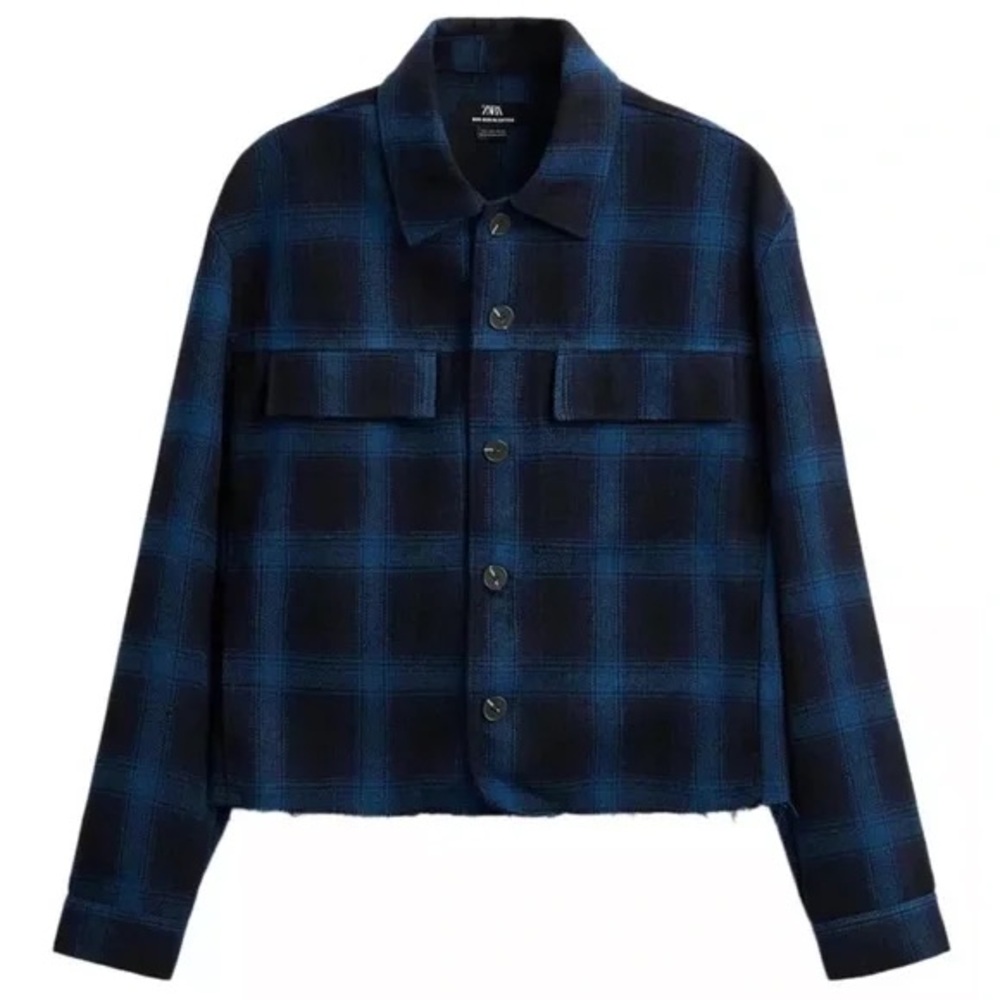 Zara Navy and Black Checkered Jacket